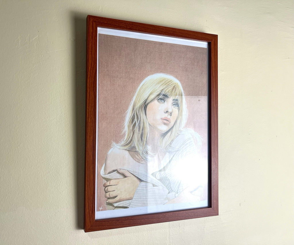 Billie Eilish Original Poster Drawing - Framed Artwork