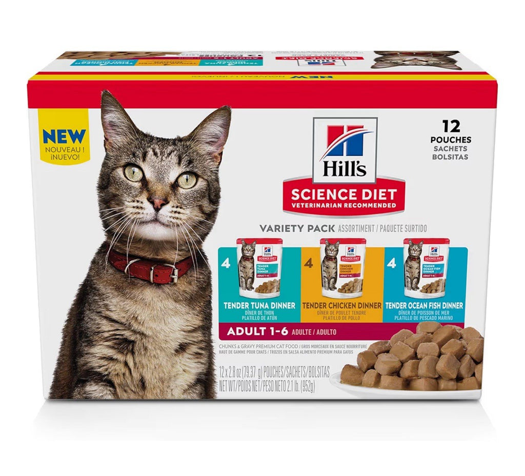 Hill's Science Diet Adult 1-6,  2.8 Ounce (12 Pouches) Cat Variety Pack