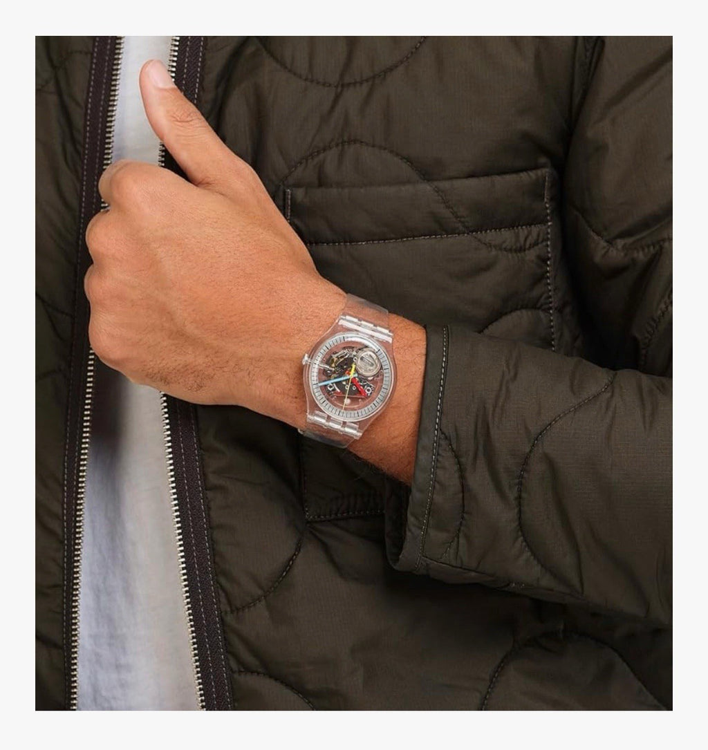 NEW Swatch Big Bold Lacquered Unisex Watch Casual Plastic Transparent Automatic