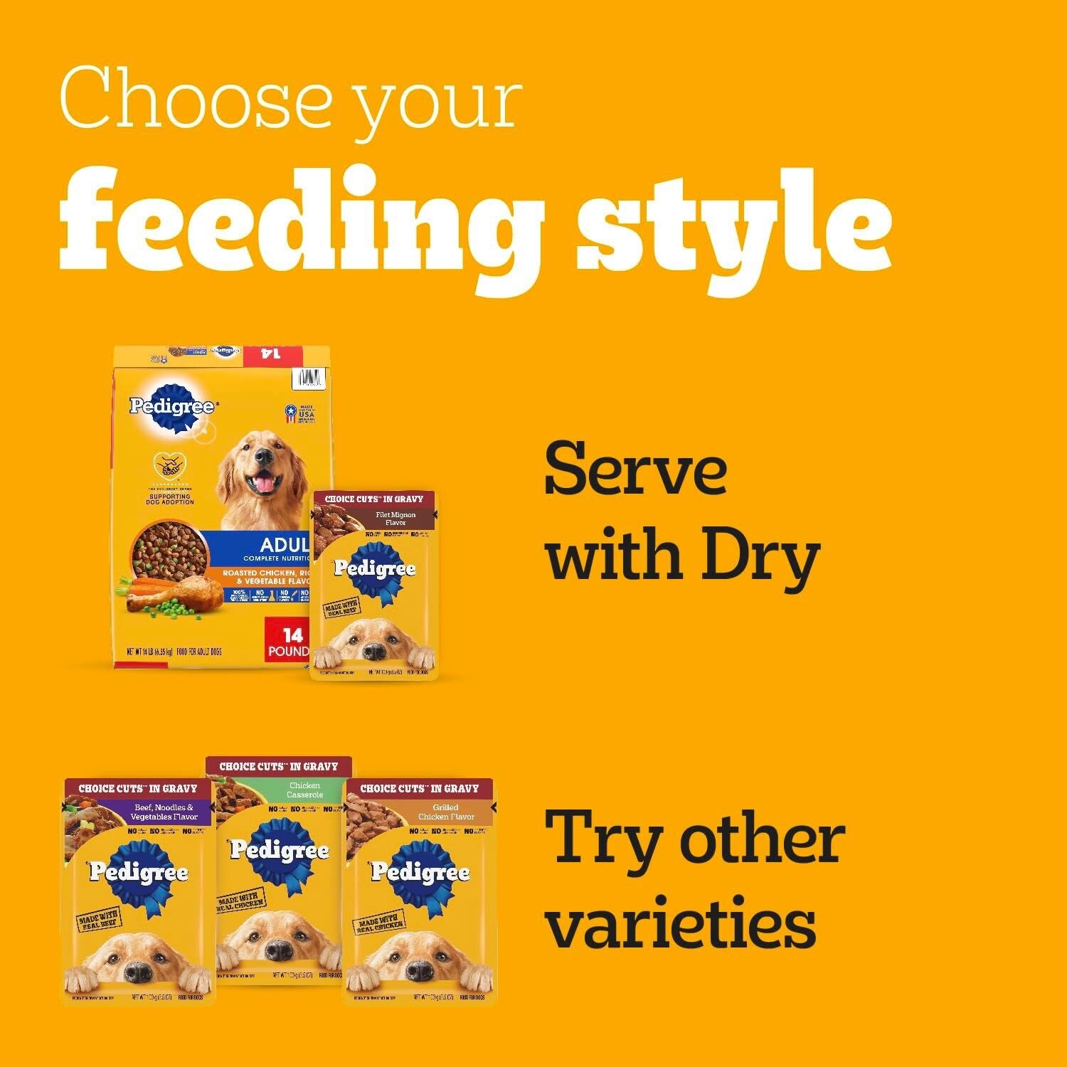Pedigree Wet Dog Food Variety Pack 16 Pack 3.5 oz. Real Chicken Choice Cuts