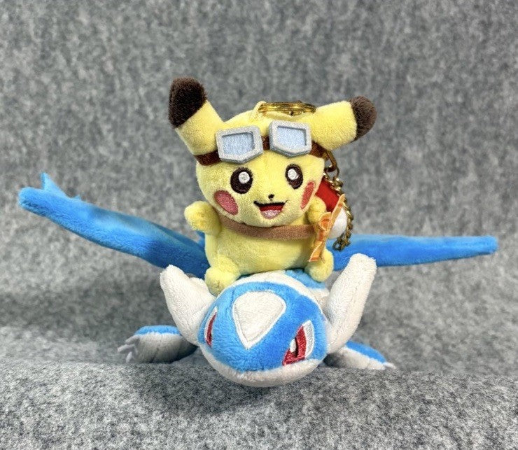 Pokemon Center Japan 2019 Riding Latios Pikachu mascot plush keychain RARE