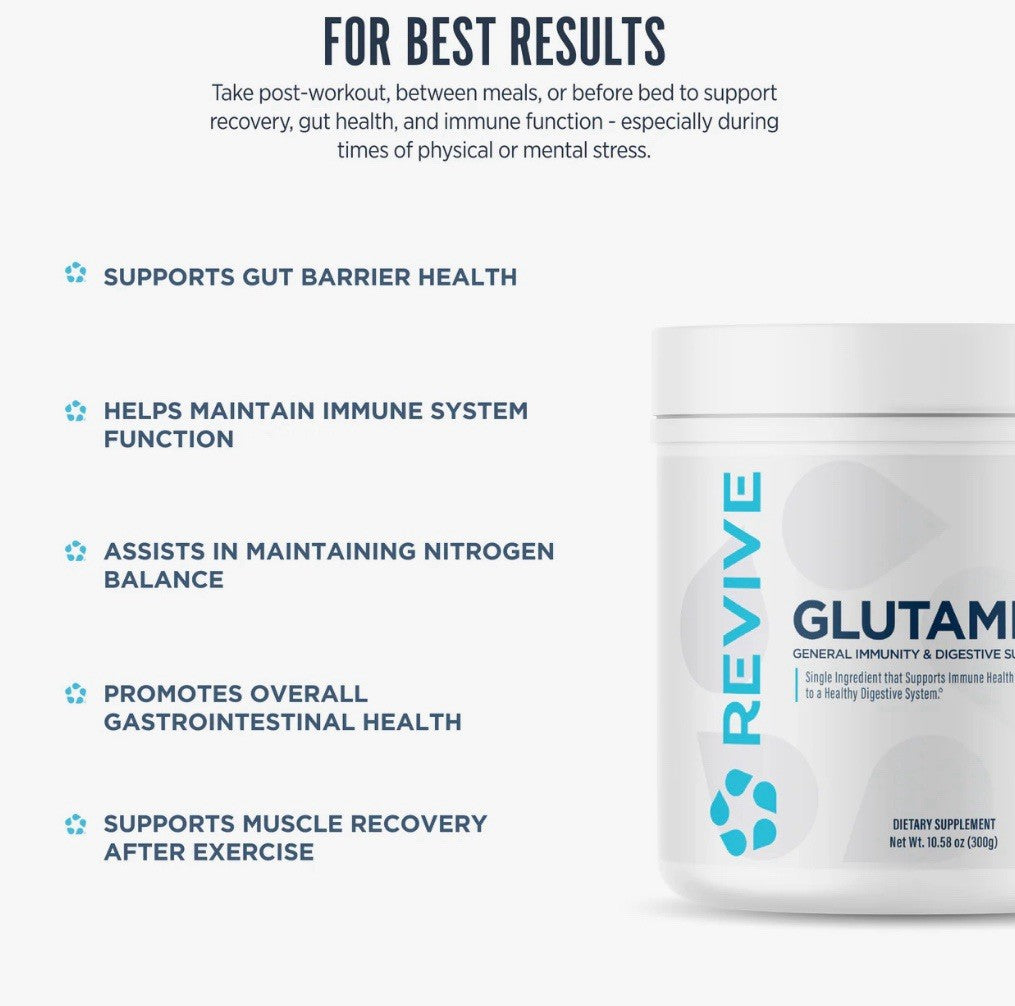 REVIVE Glutamine Powder for Muscle & Immune Health - 30 Servings - USA Authentic