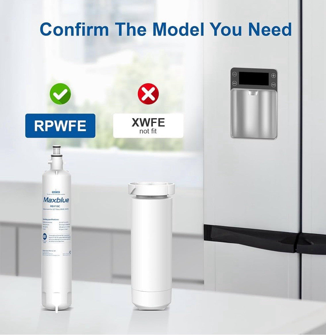 Maxblue Refrigerator Water Filter, Replacement for GE® RPWFE,RPWF(1)