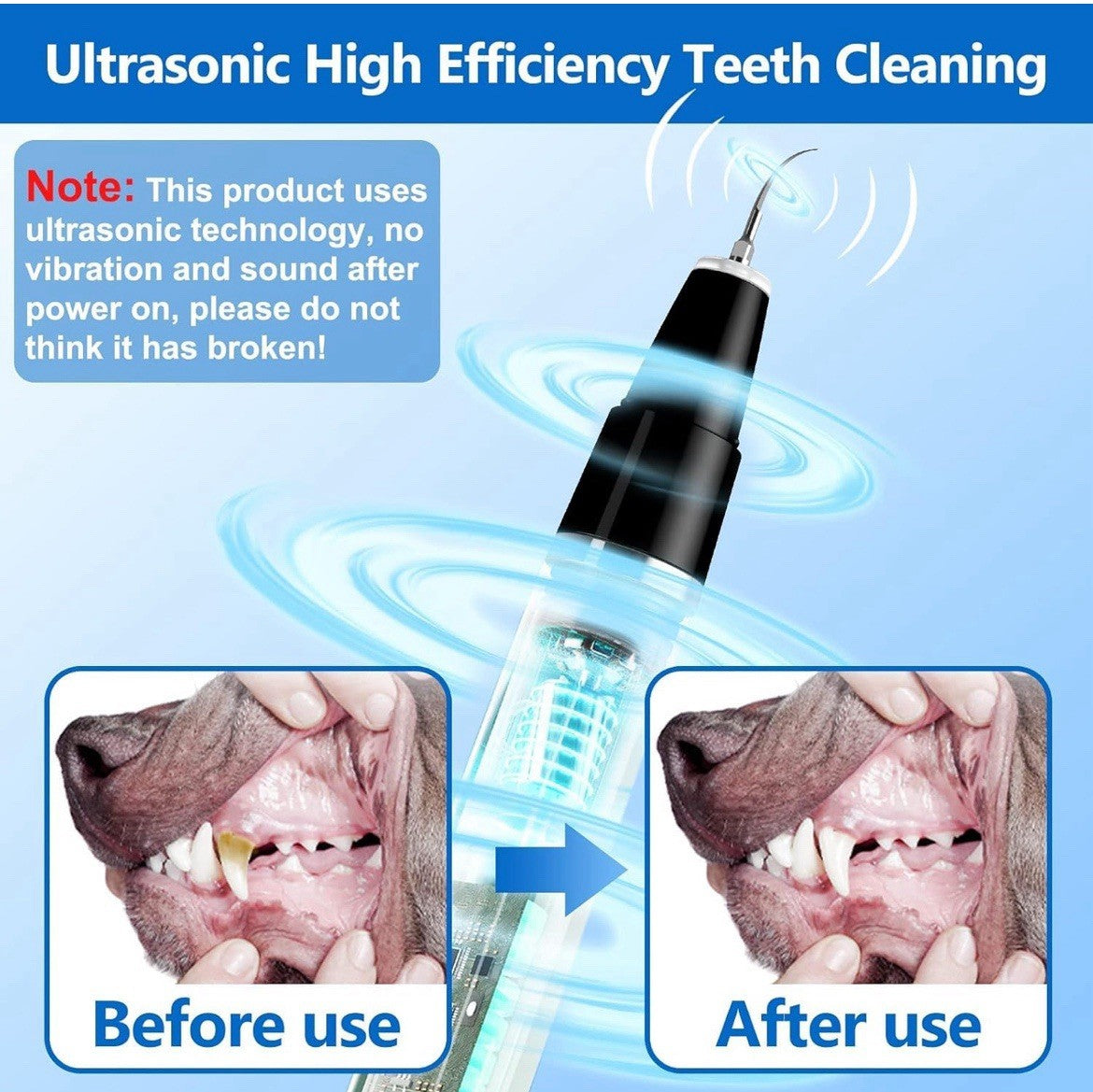 Sonic Electric Tooth Cleaner for Dogs - With Plaque Teeth Cleaning Kit