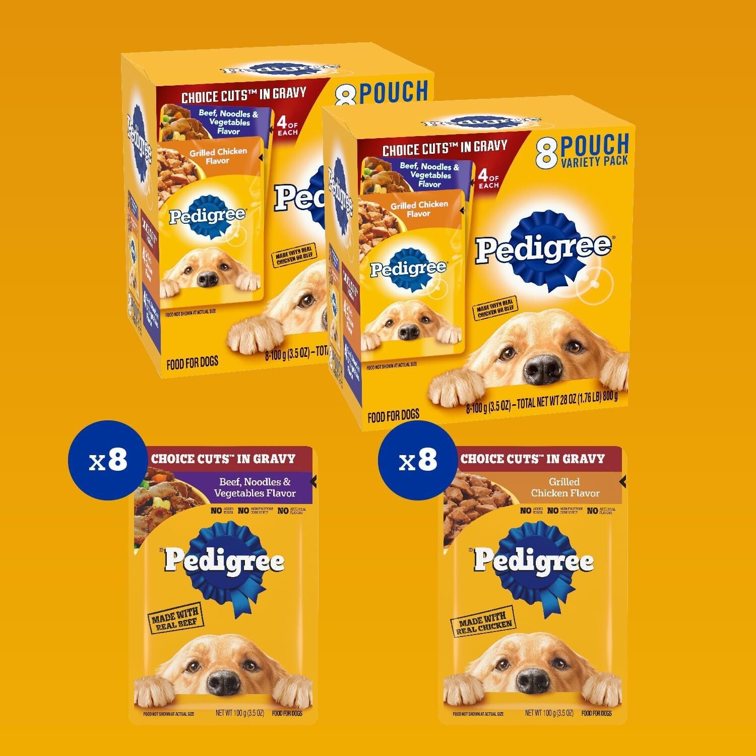 Pedigree Wet Dog Food Variety Pack 16 Pack 3.5 oz. Real Chicken Choice Cuts