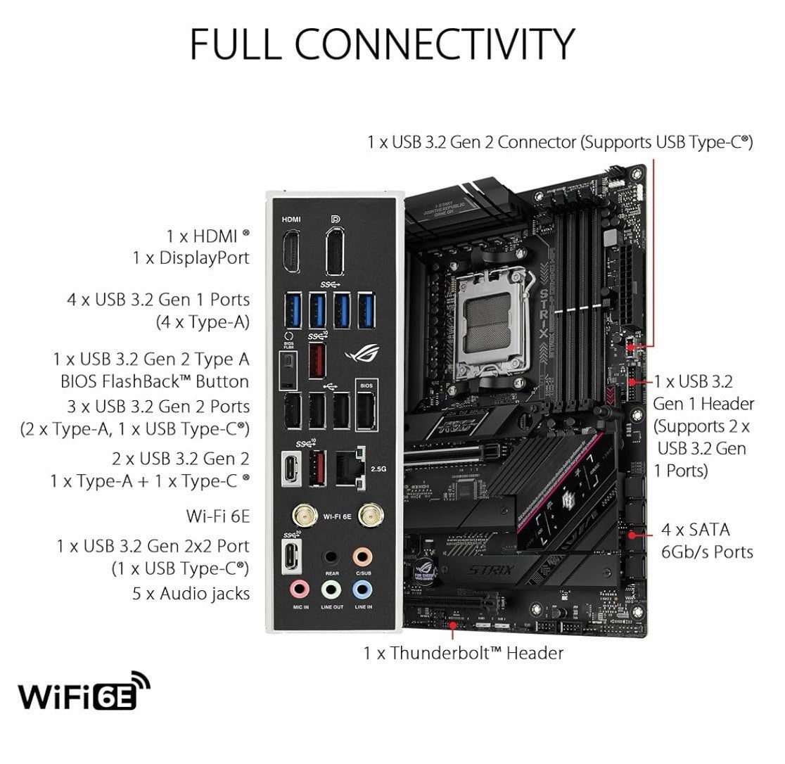 ASUS ROG Strix B650E-F Gaming WiFi AMD B650 AM5 Ryzen™ Desktop 9000 8000