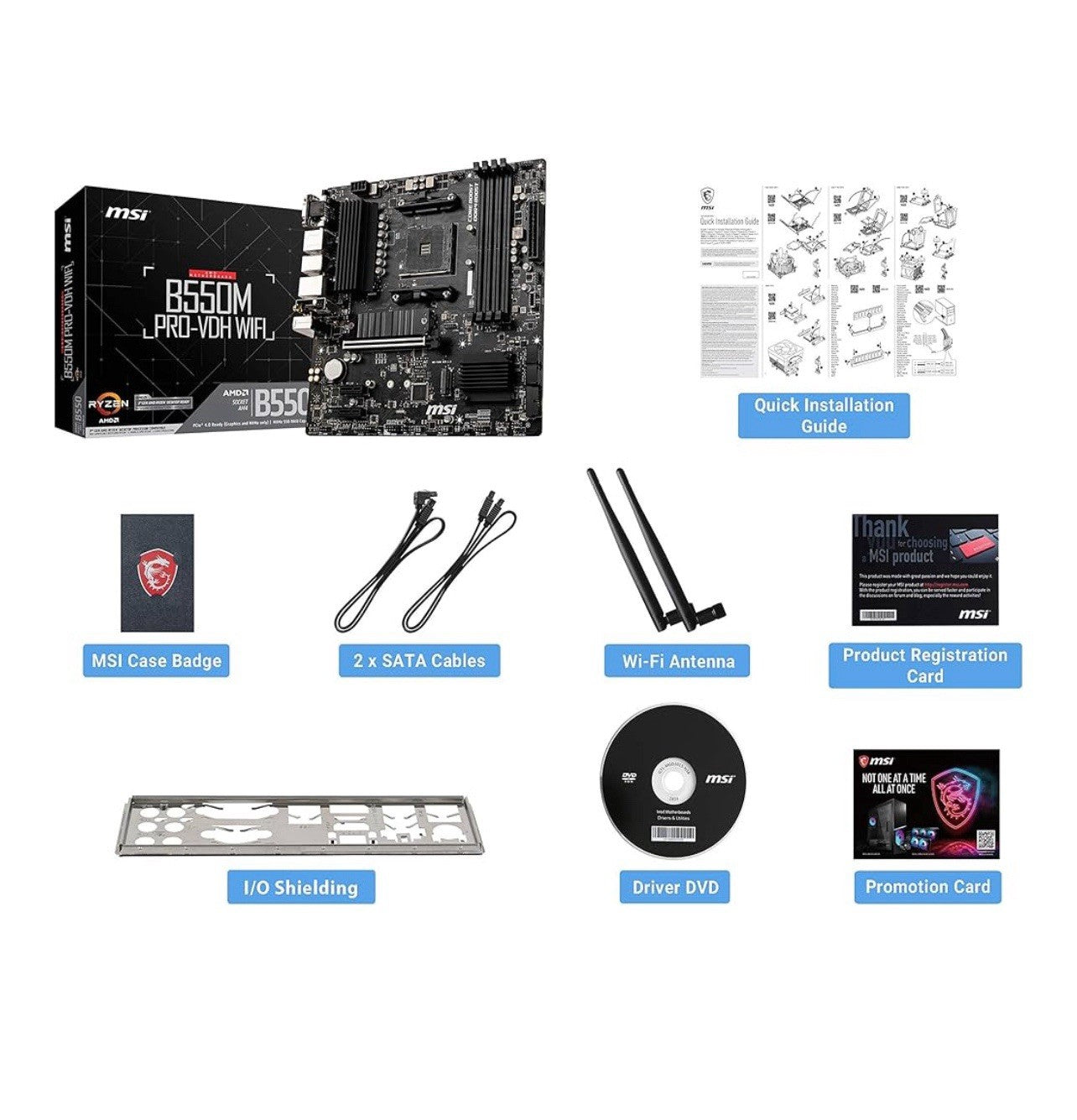 MSI B550M PRO-VDH AMD Ryzen AM4 Micro ATX Motherboard DDR4 SATA 6Gbs 128GB [NEW]