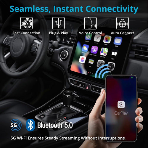 2025 Upgraded Wireless CarPlay Adapter for iPhone iOS10+ Bluetooth & Wifi