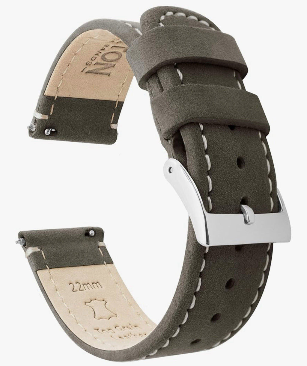 Barton Quick Release Espresso Leather Watch Band Strap 20mm Top Grain