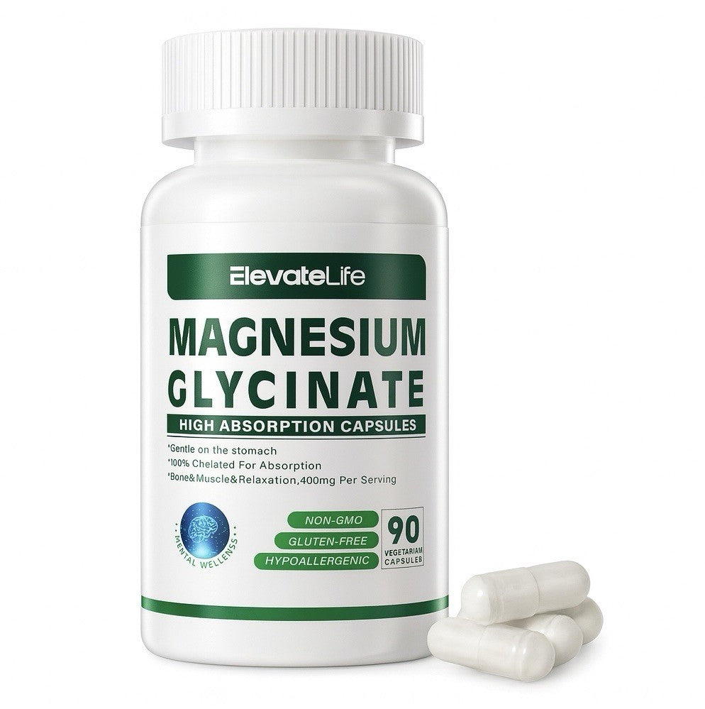 Magnesium Glycinate 400 MG per Serving 100% Chelated for High Absorption, Gentle