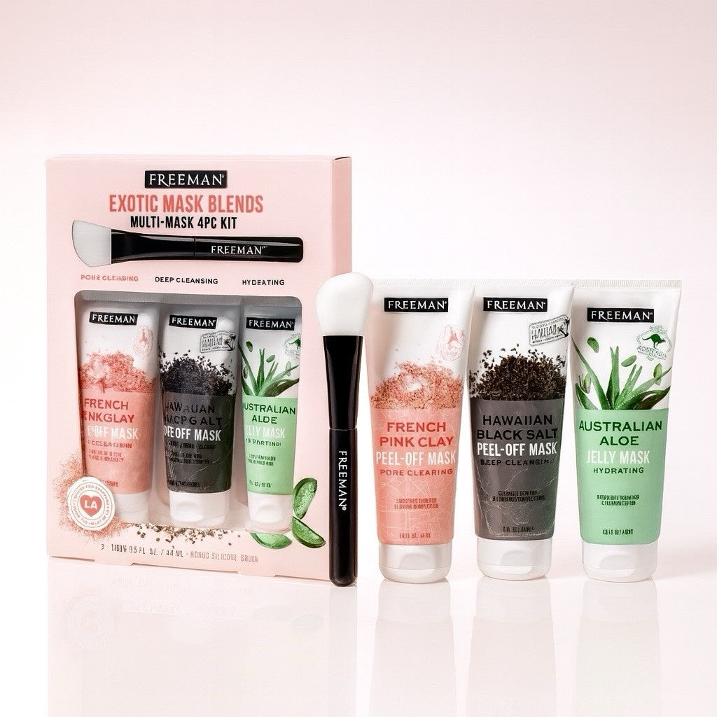 Exotic Blends Facial Mask 4 Piece Set - Peel-Off & Jelly Masks - Pore Cleansing