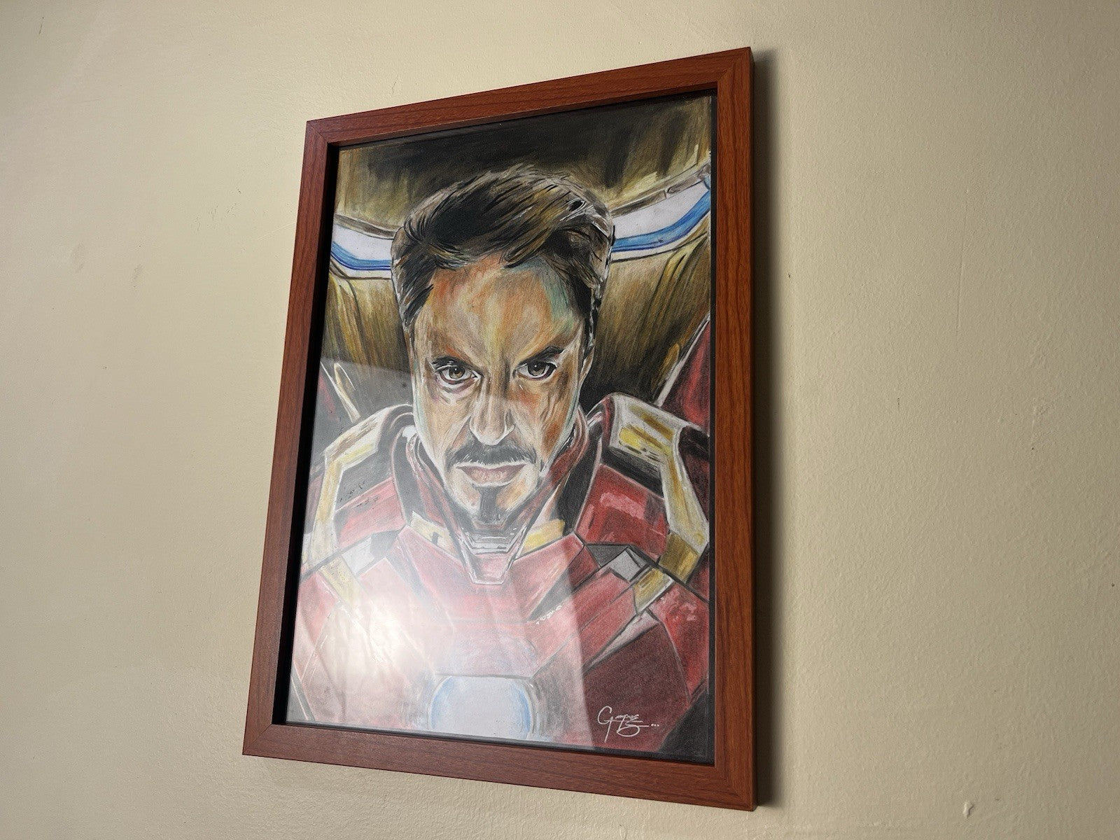 Iron Man Original Pencil Drawing With Frame