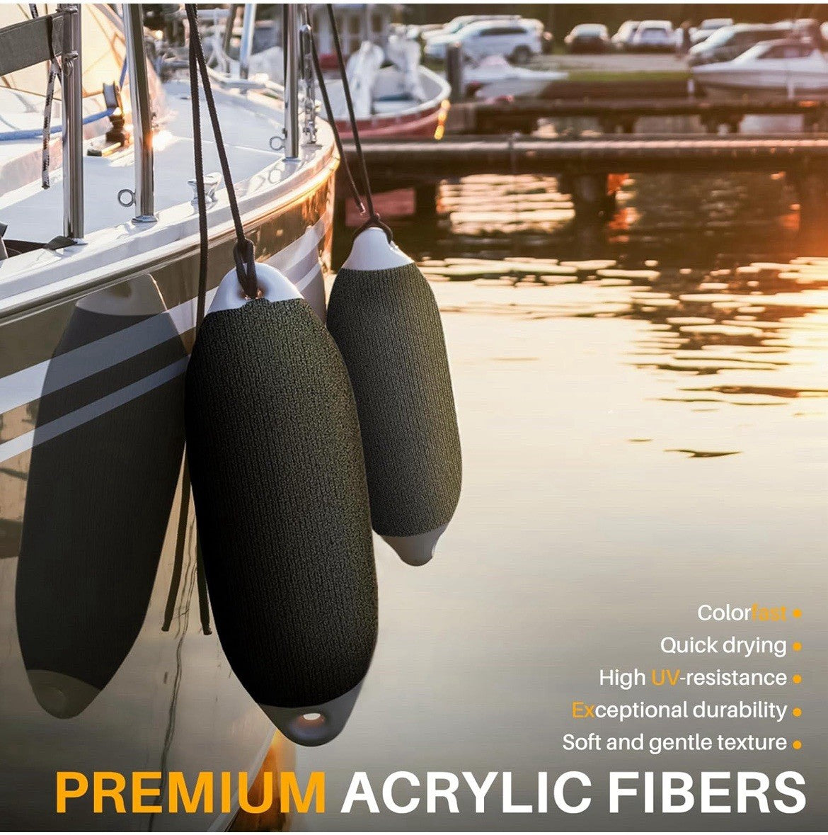 Boat Fender Covers 6.1” x 12.6” Flat Size - 4 PACK For Docking