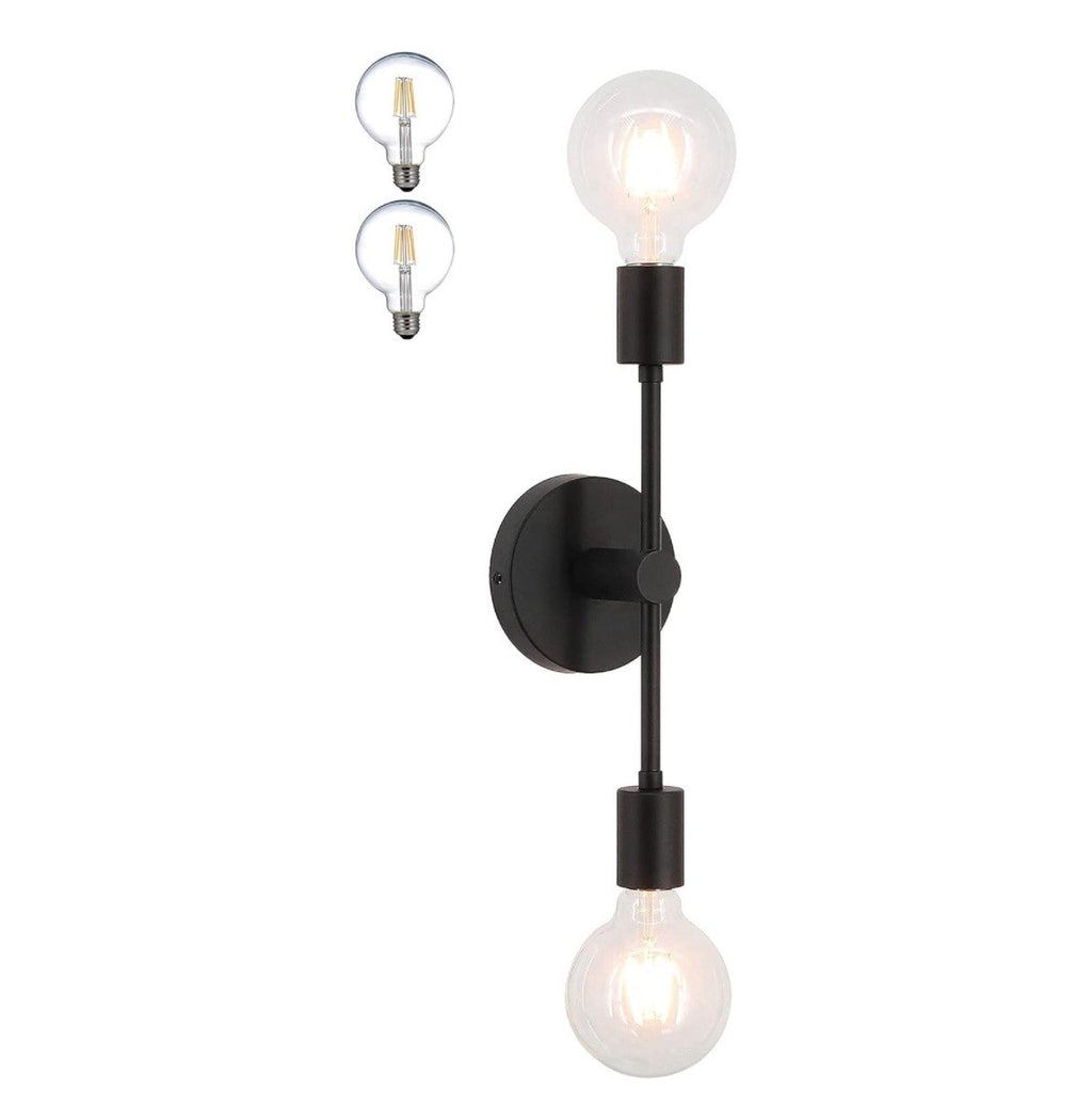 Wall Light Double Black Wall Sconce, 2 Light Vanity Light, Bathroom LED Lights