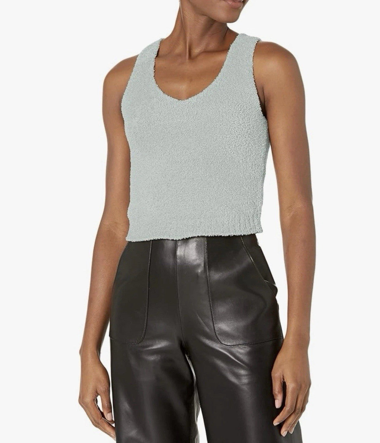 UGG Women's Dulcie Knit Sidewalk Sleeveless Deep V Neck Cropped Cozy Tank Top xs