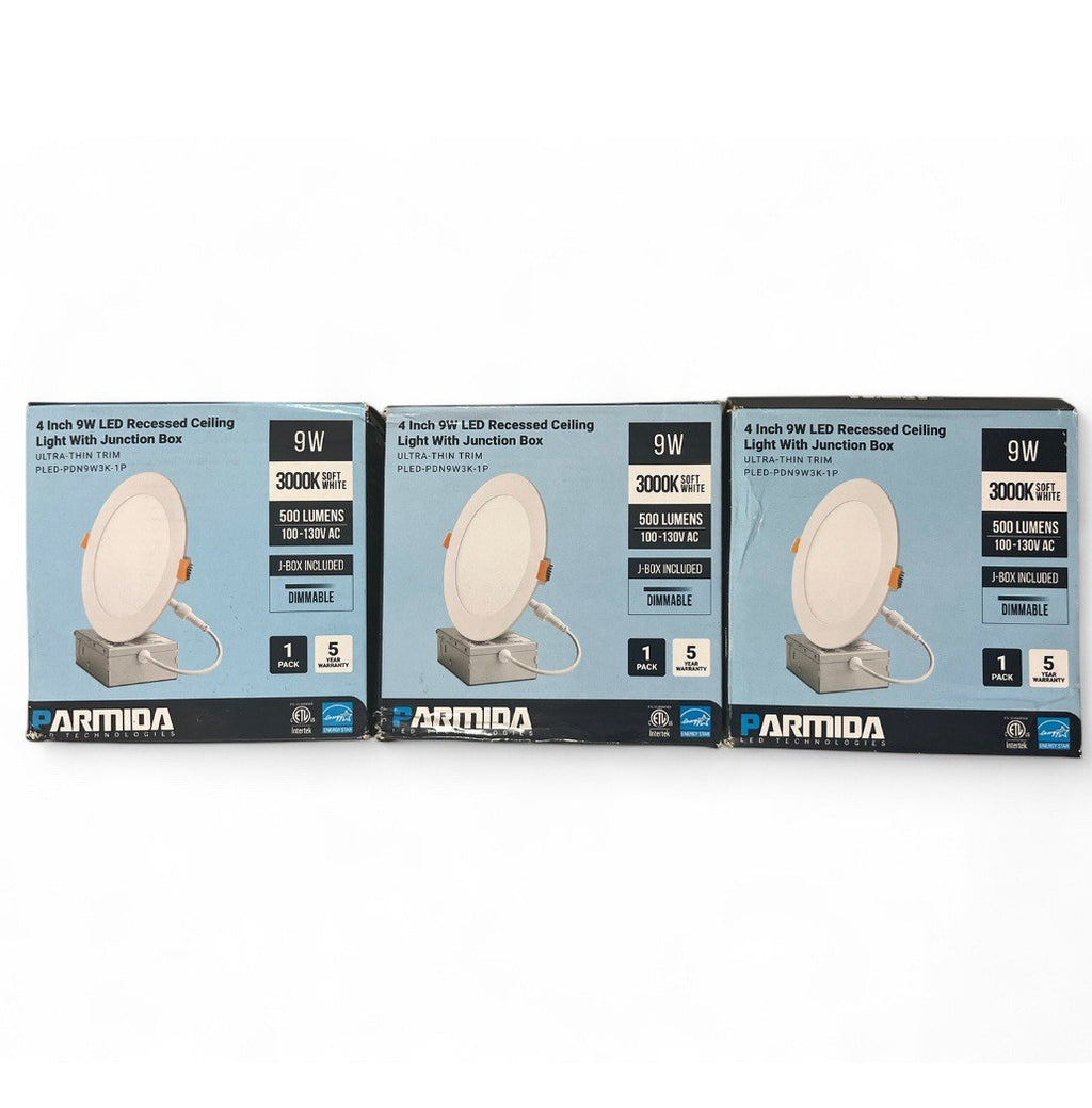 Pack Of 3 PARMIDA 4000K 4 Inch 9W LED Gimbal Downlight Recessed Ceiling Light