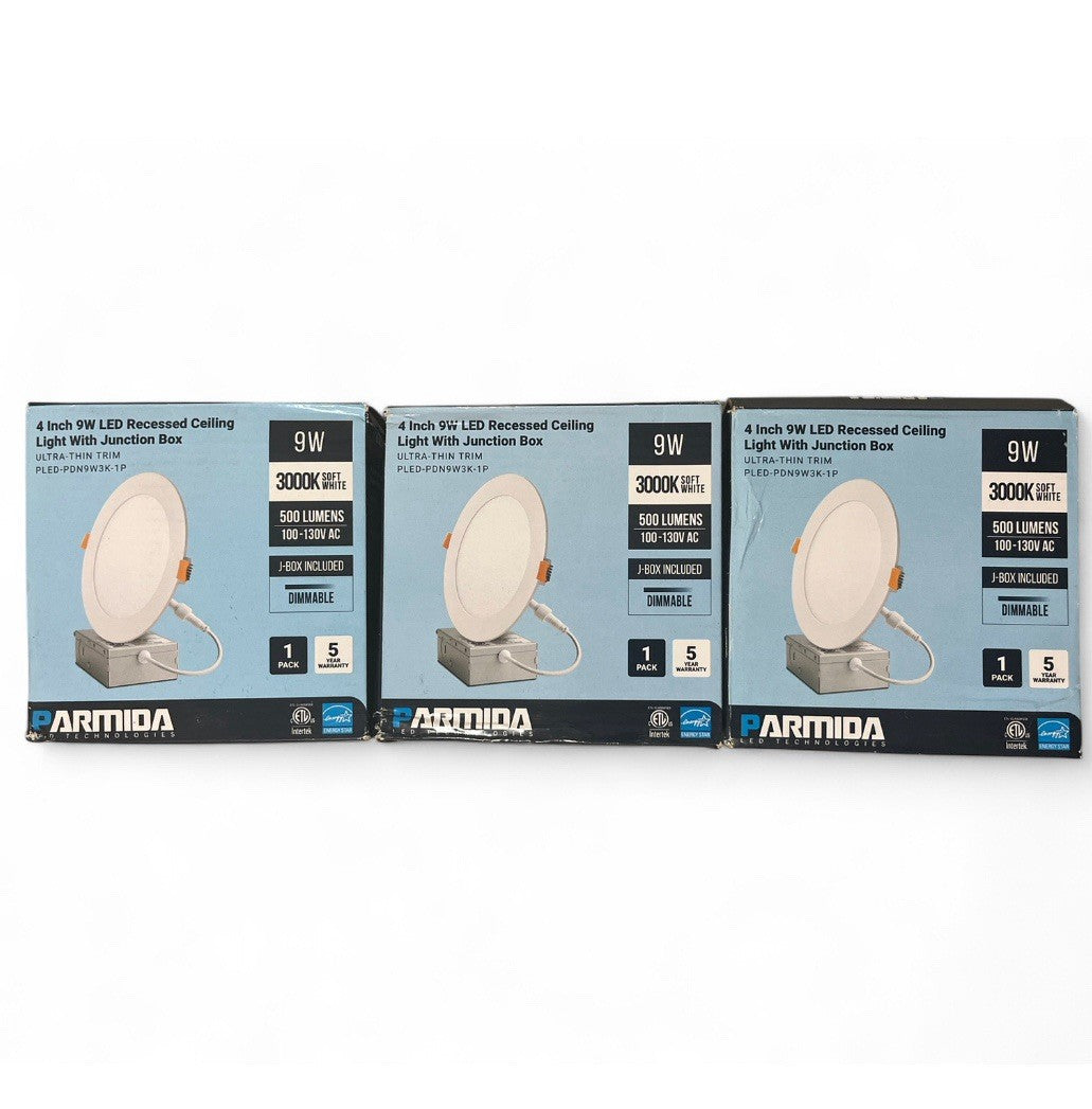 Pack Of 3 PARMIDA 4000K 4 Inch 9W LED Gimbal Downlight Recessed Ceiling Light