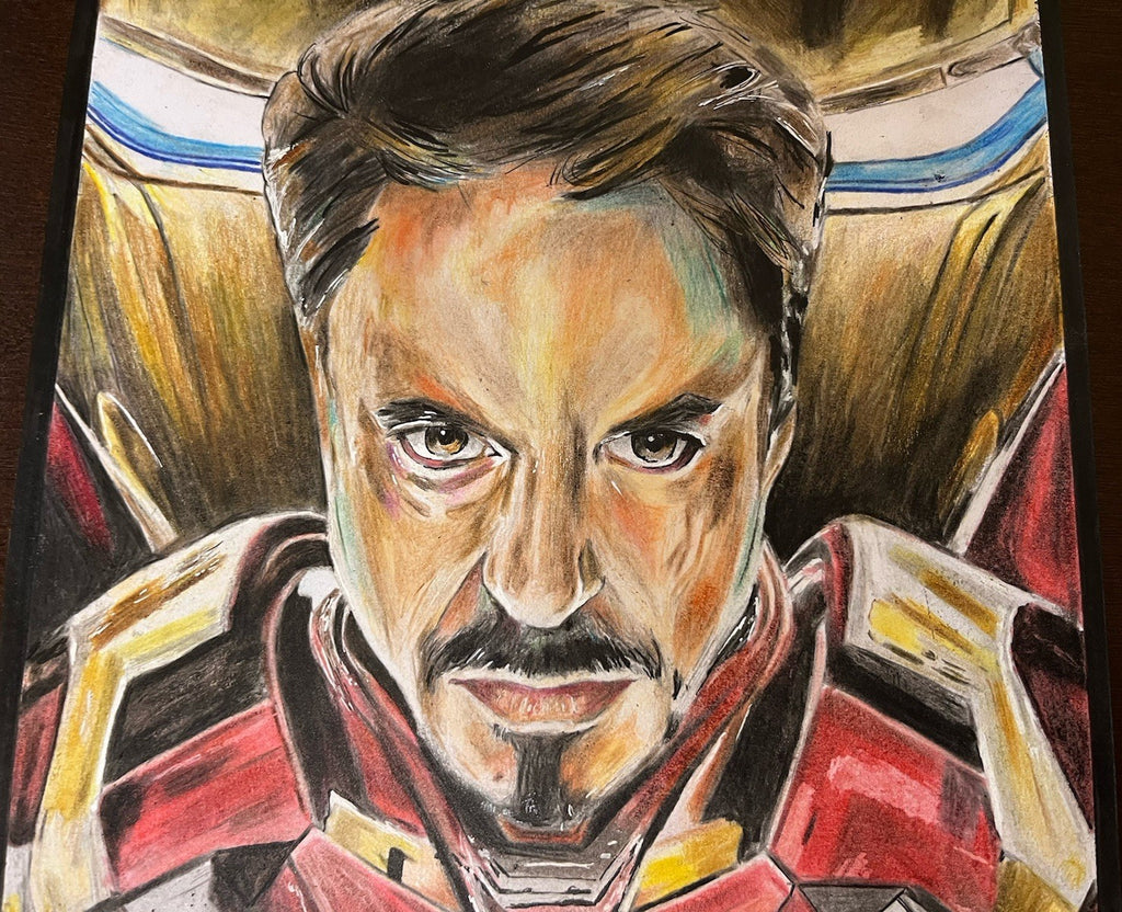 Iron Man Original Pencil Drawing With Frame