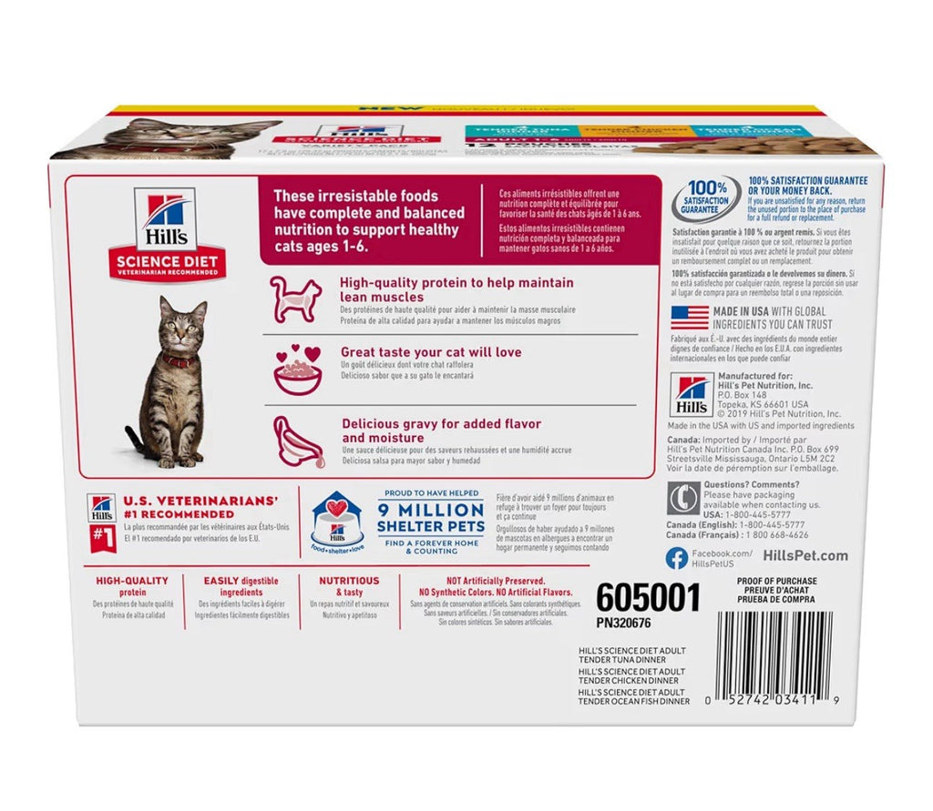 Hill's Science Diet Adult 1-6,  2.8 Ounce (12 Pouches) Cat Variety Pack