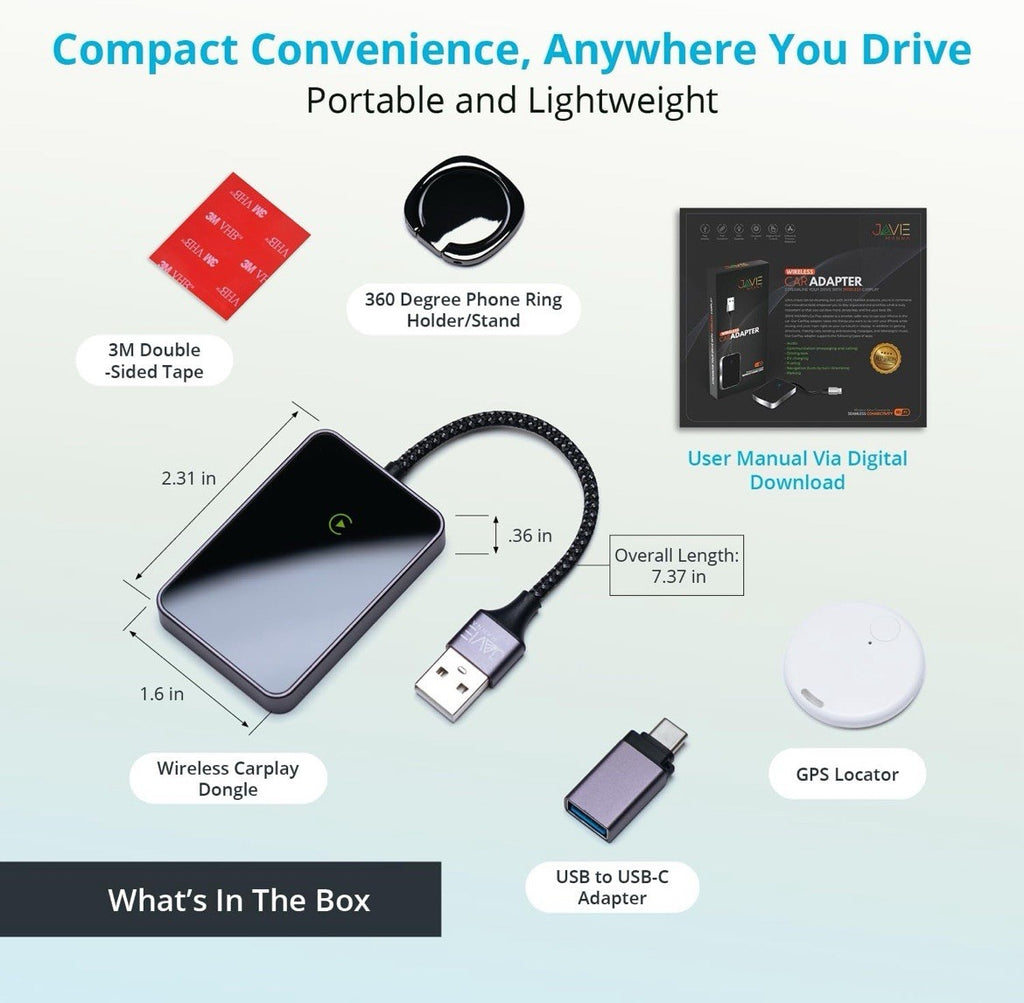 2025 Upgraded Wireless CarPlay Adapter for iPhone iOS10+ Bluetooth & Wifi