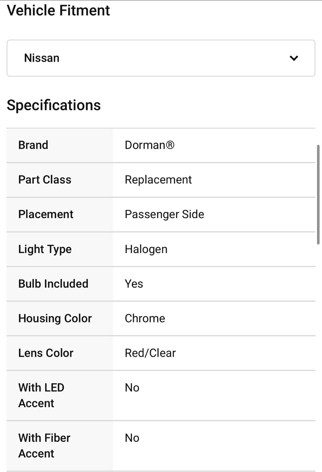 Dorman® 1590392 - Passenger Side Replacement Tail Light for Nissan Altima
