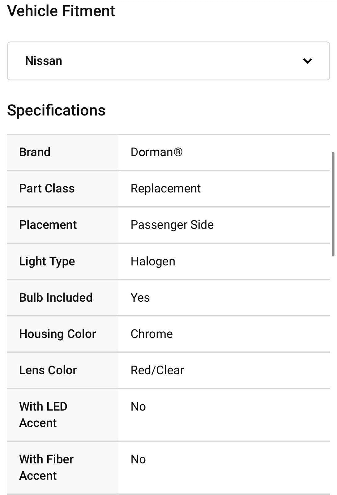 Dorman® 1590392 - Passenger Side Replacement Tail Light for Nissan Altima