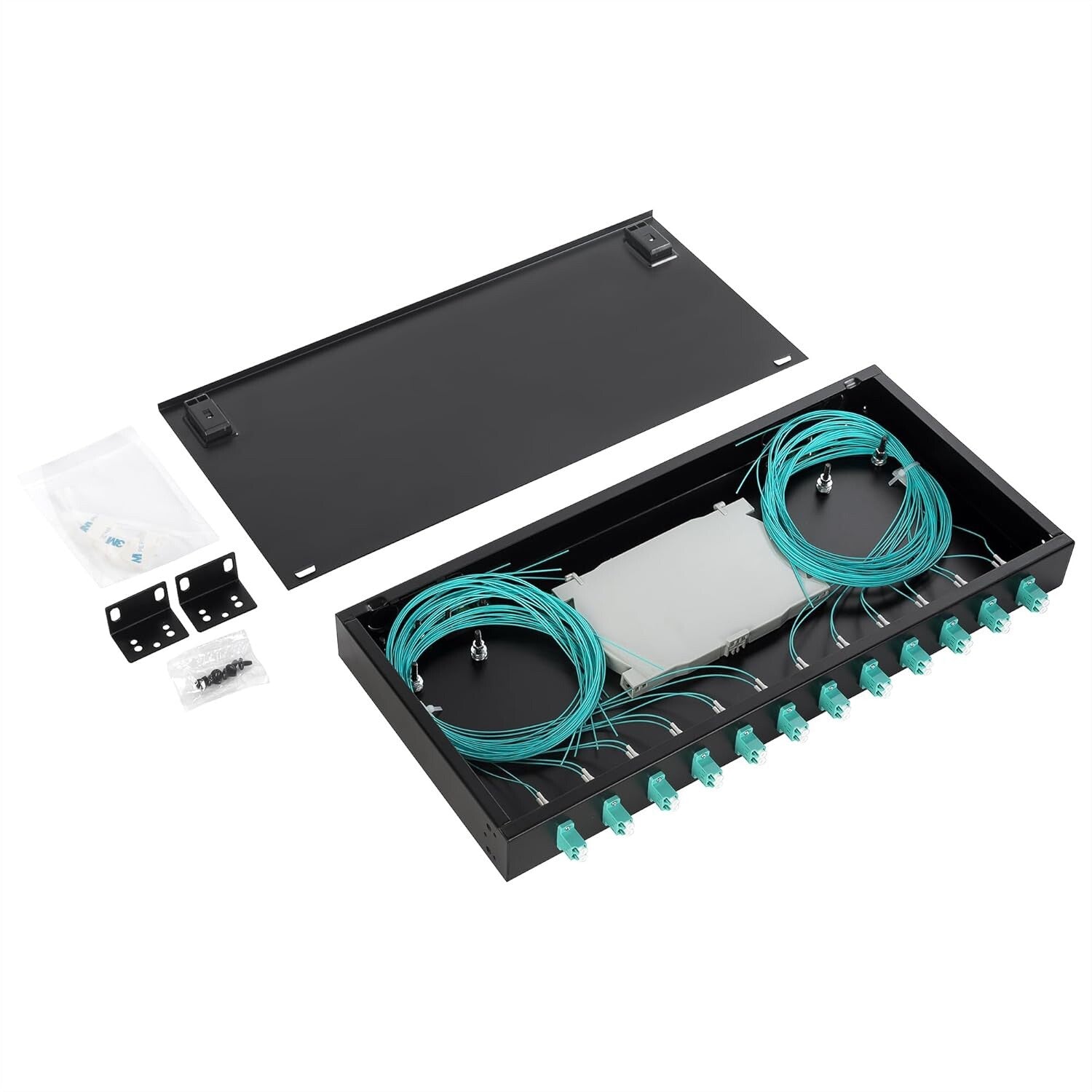 Fiber Enclosure Kit LC-UPC 12 Duplex 24 Port Fiber Enclosure Rack Mount Box