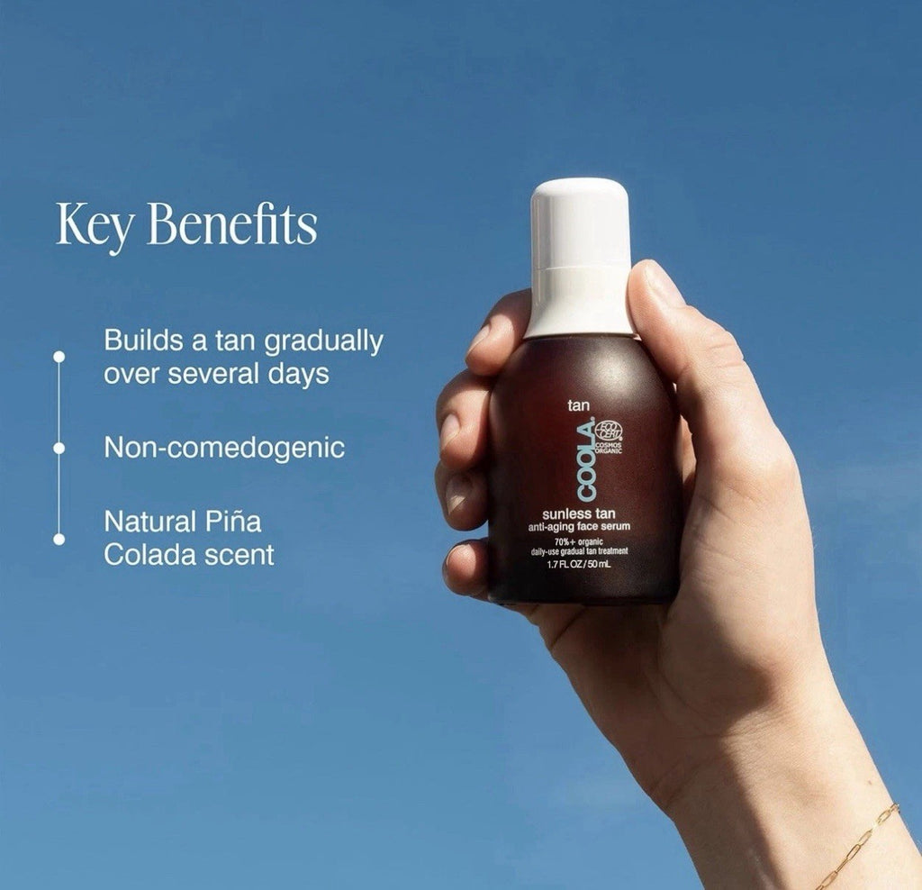 COOLA Cosmos Organic Sunless Anti-Aging Tan Face Serum 1.7 Oz Piña Colada Scent