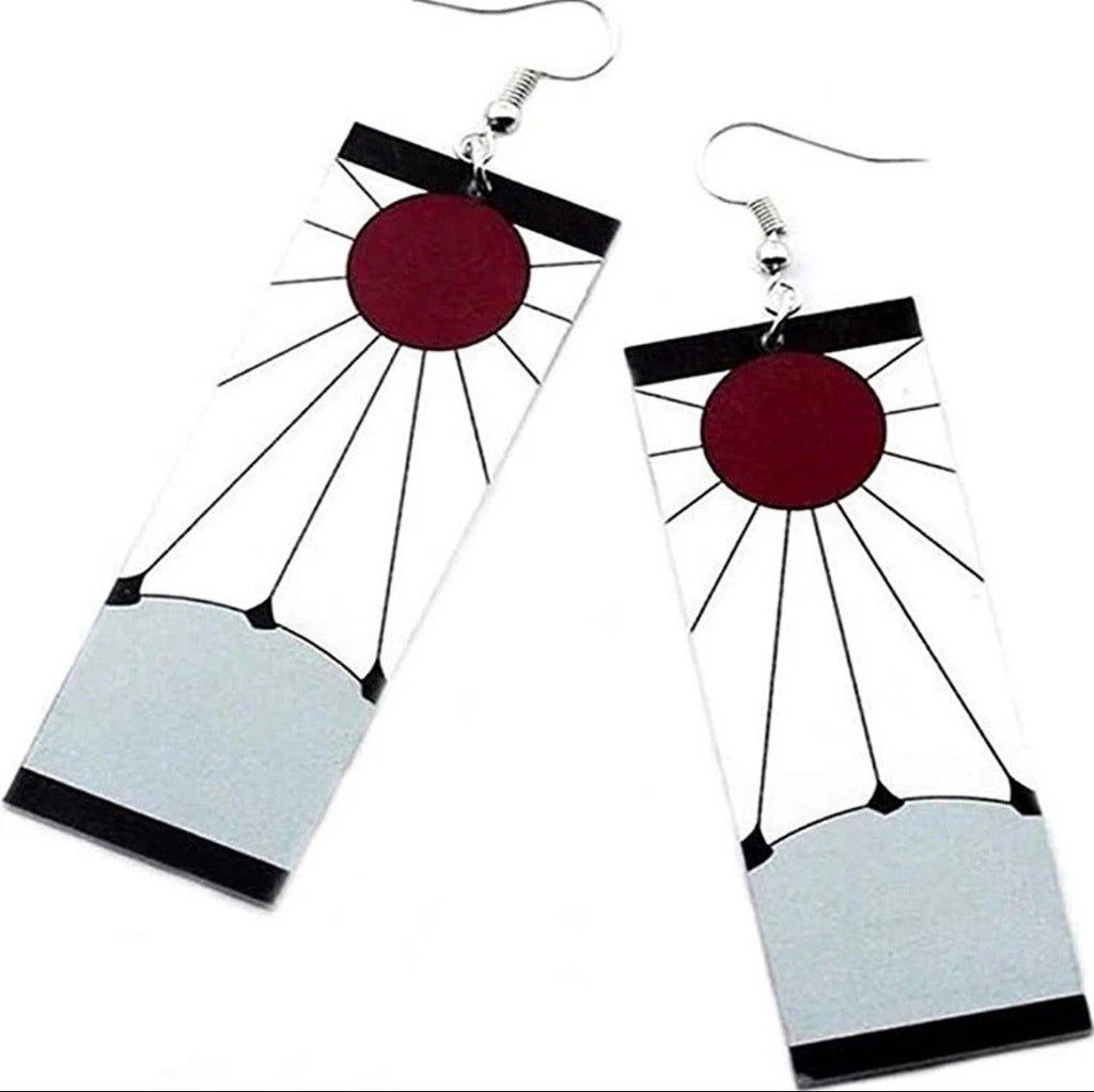 Demon Slayer Tanjiro Earrings - Kimetsu No Yaiba Hanafuda Earrings - BRAND NEW