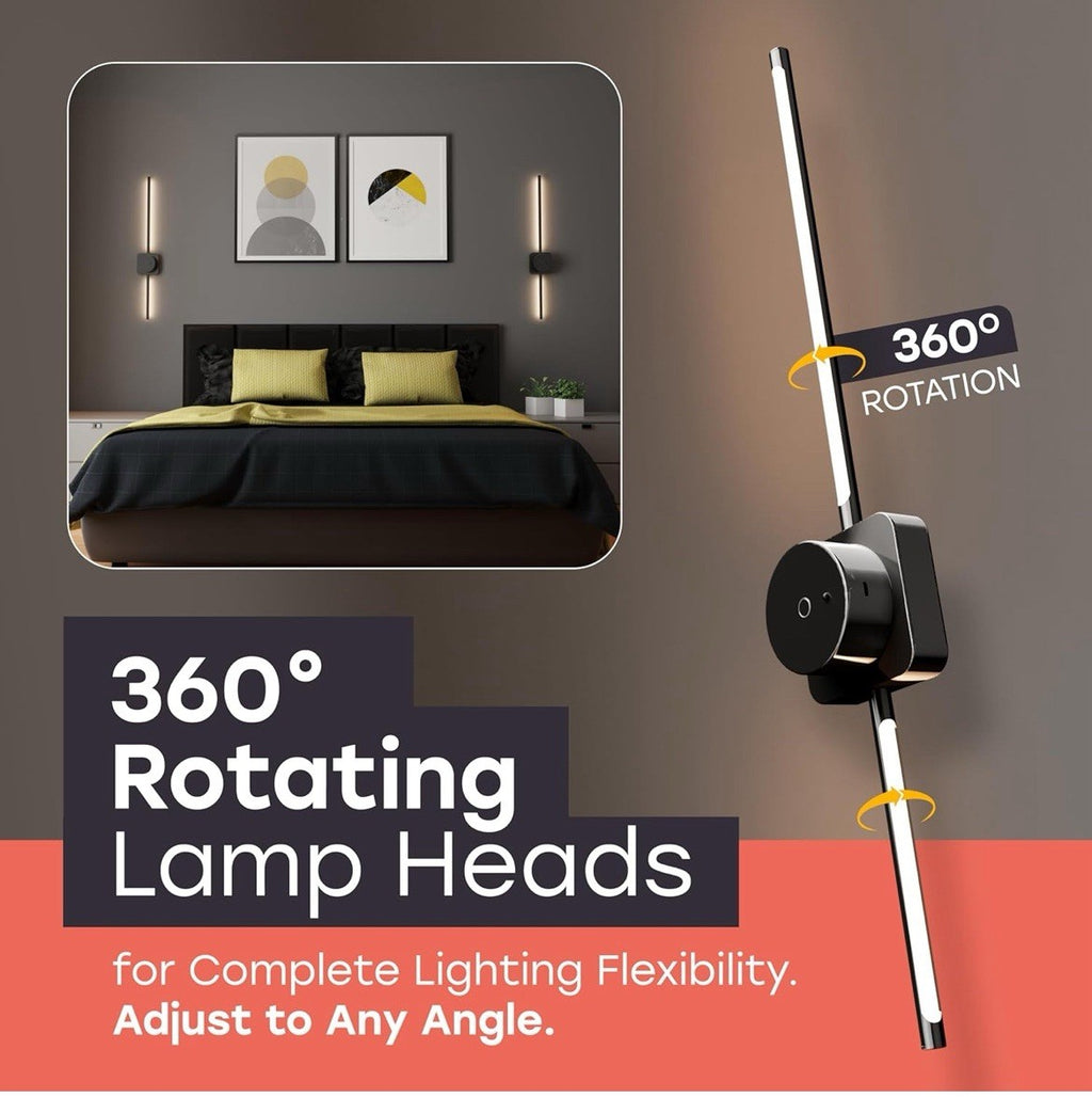 Set of 2 Detachable & Rechargeable Battery Operated Wall Sconce 24.5"  Black