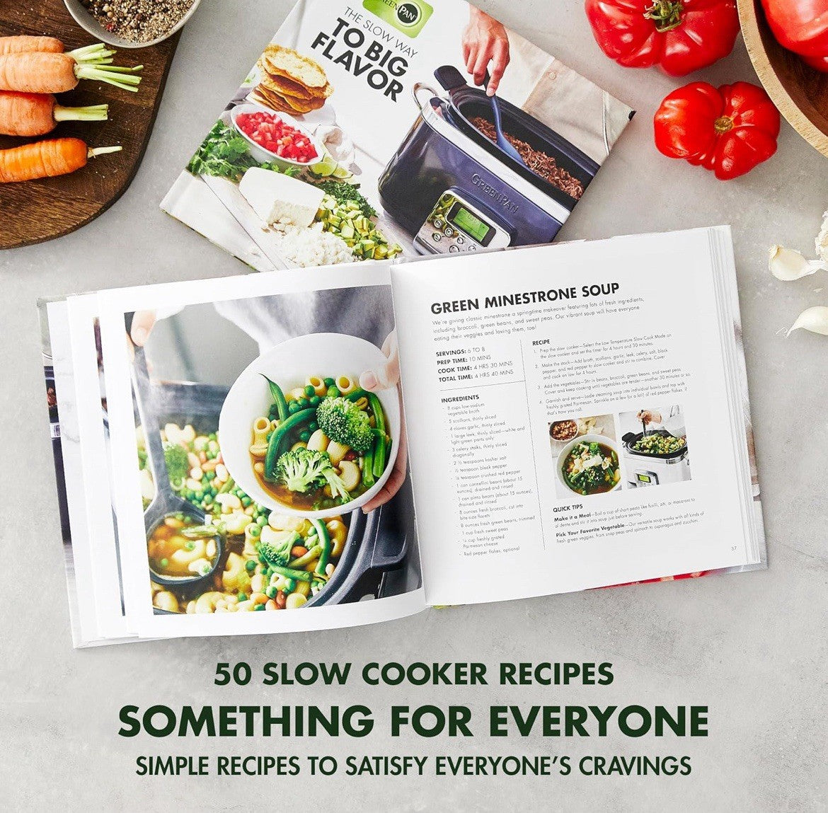 GreenPan Elite Electric Slow Cooker Cookbook, Hardcover, 50 Simple Step Recipes