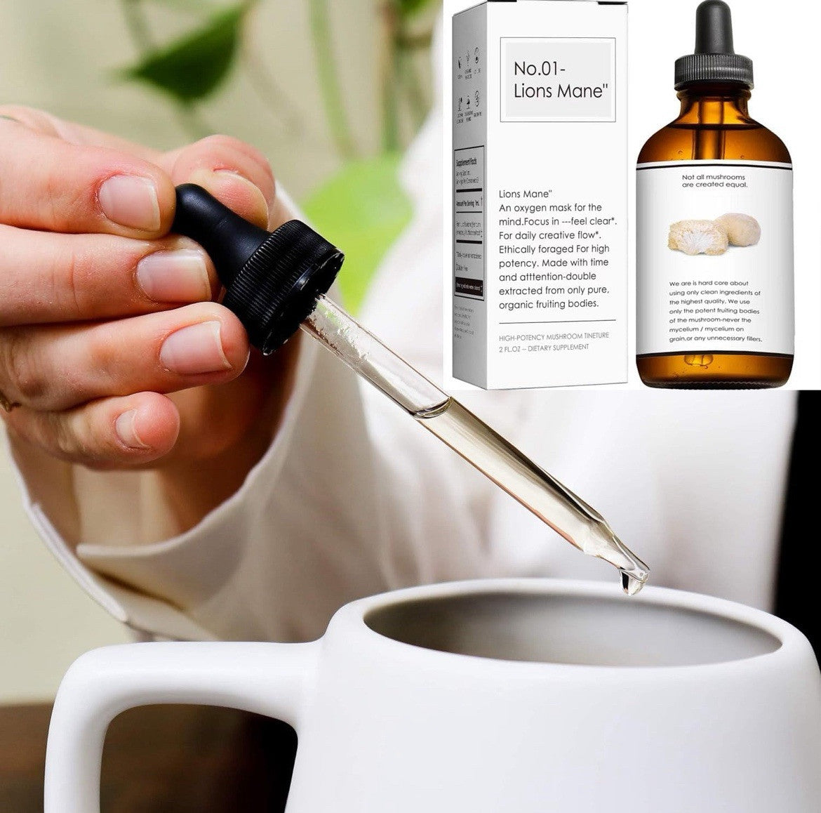 Lions Mane Drops: Adaptogen Mushroom Blend for Mental Clarity & Energy 2 fl oz
