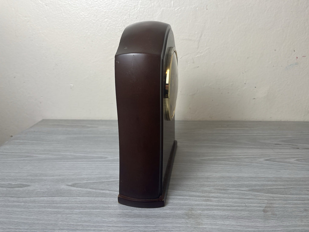 Seiko Quartz Mantel Shelf Desk Motion Clock Made In Japan Gold Wood Vintage