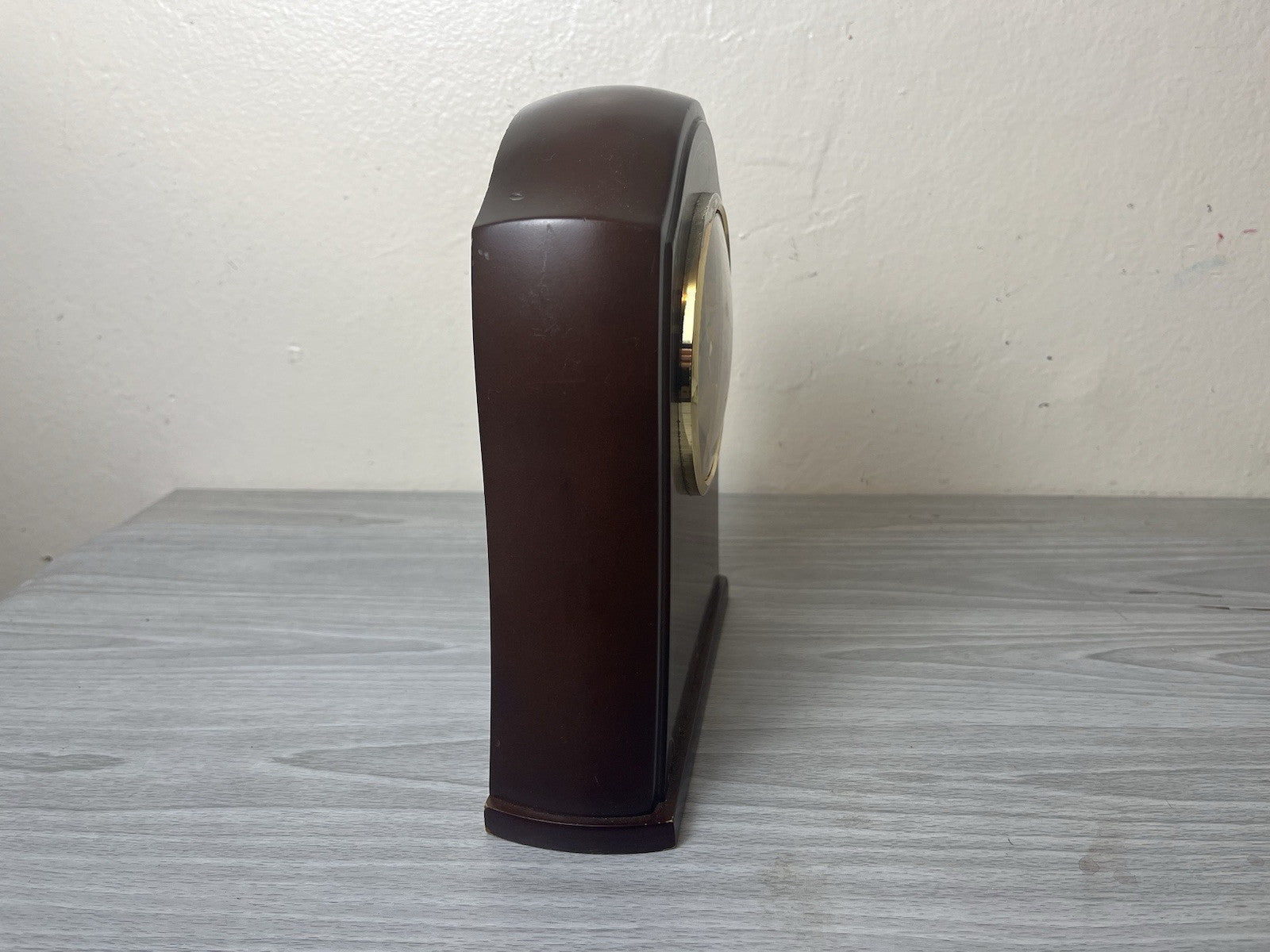 Seiko Quartz Mantel Shelf Desk Motion Clock Made In Japan Gold Wood Vintage