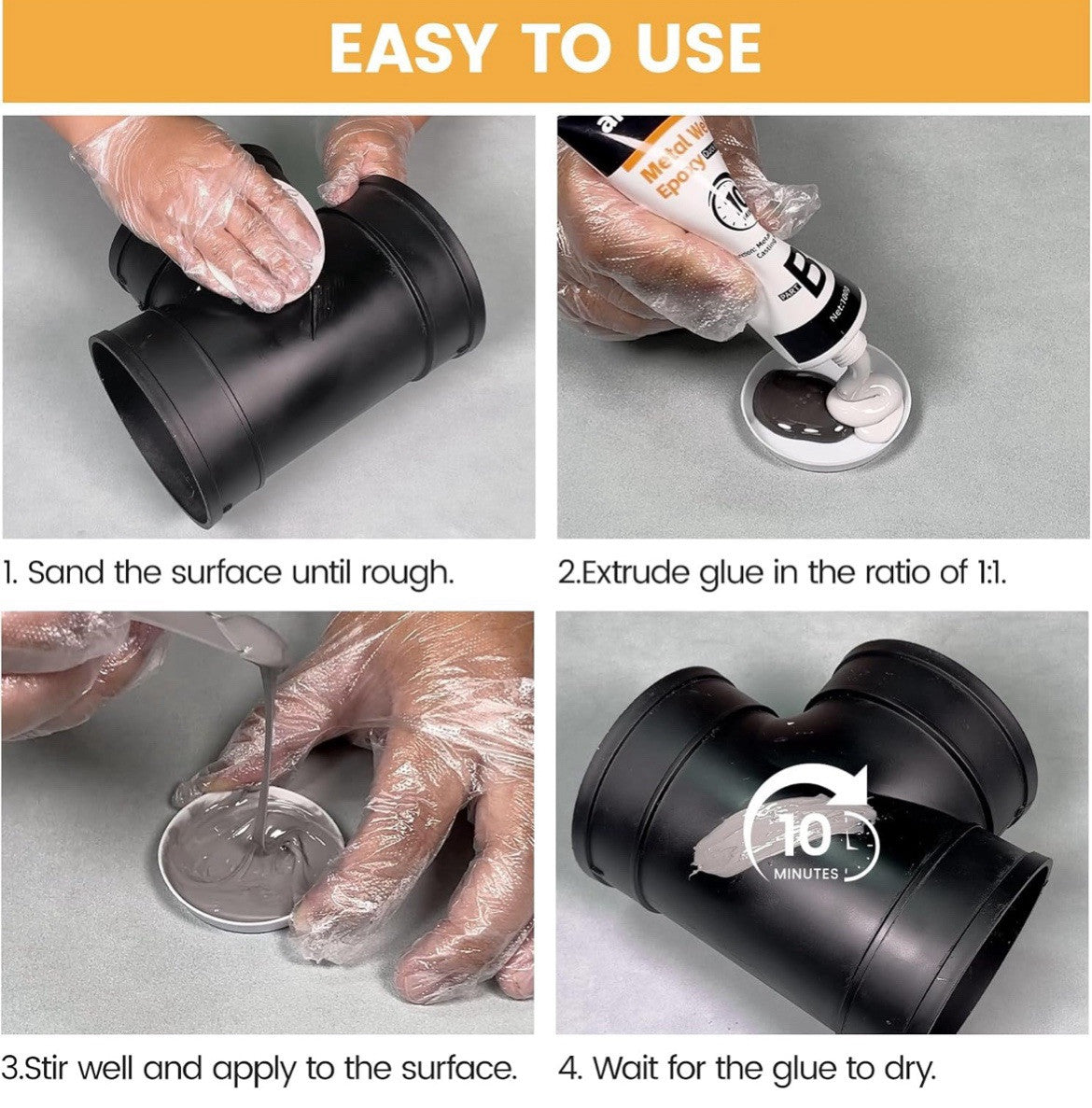 Metal Weld, 100g 2 Part Epoxy Kit Ab Metal Glue Heavy Duty Weld, Quick Setting