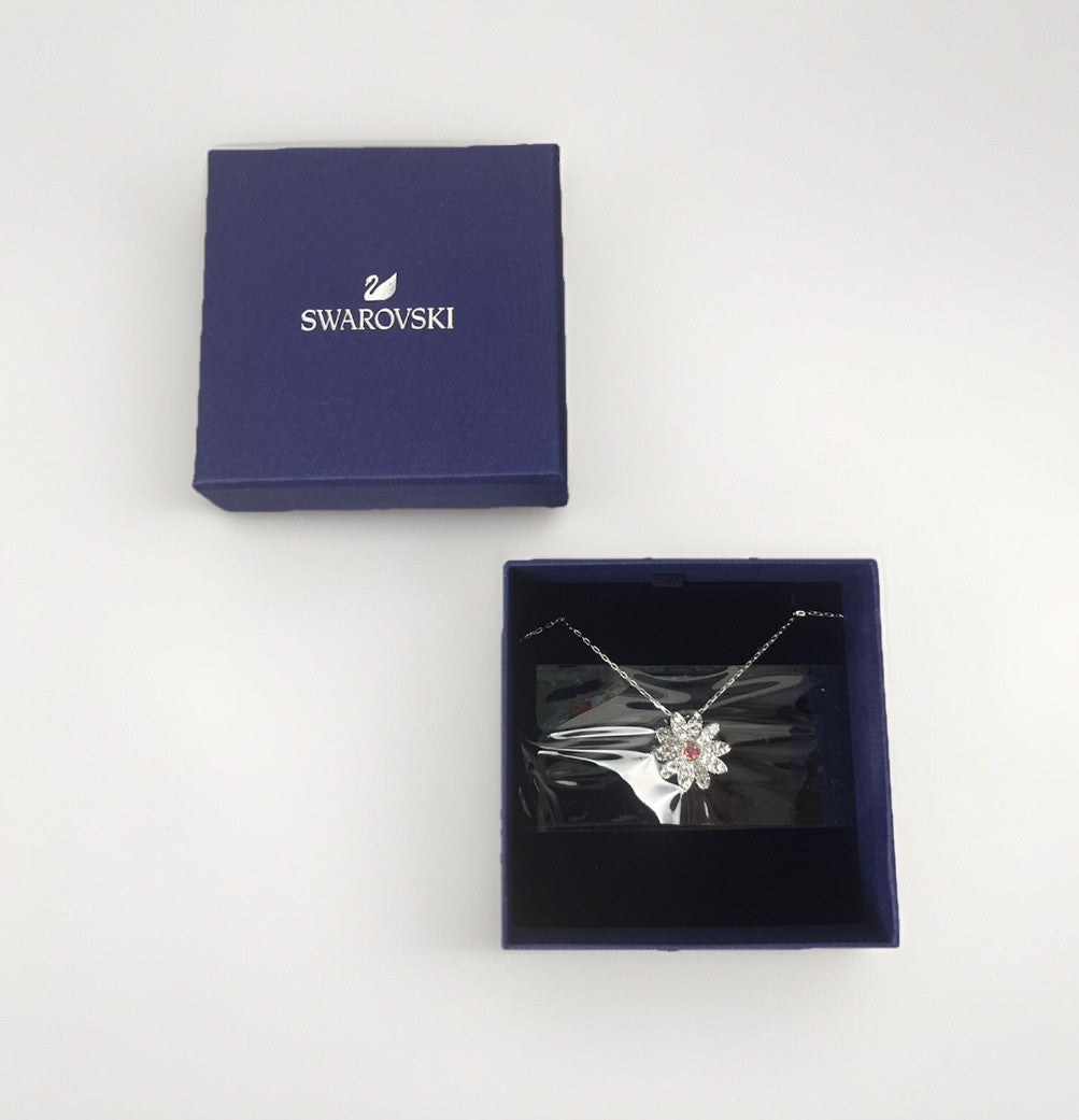 Swarovski Eternal Flower Women's Pink Crystal Rhodium-plated Necklace 5642870