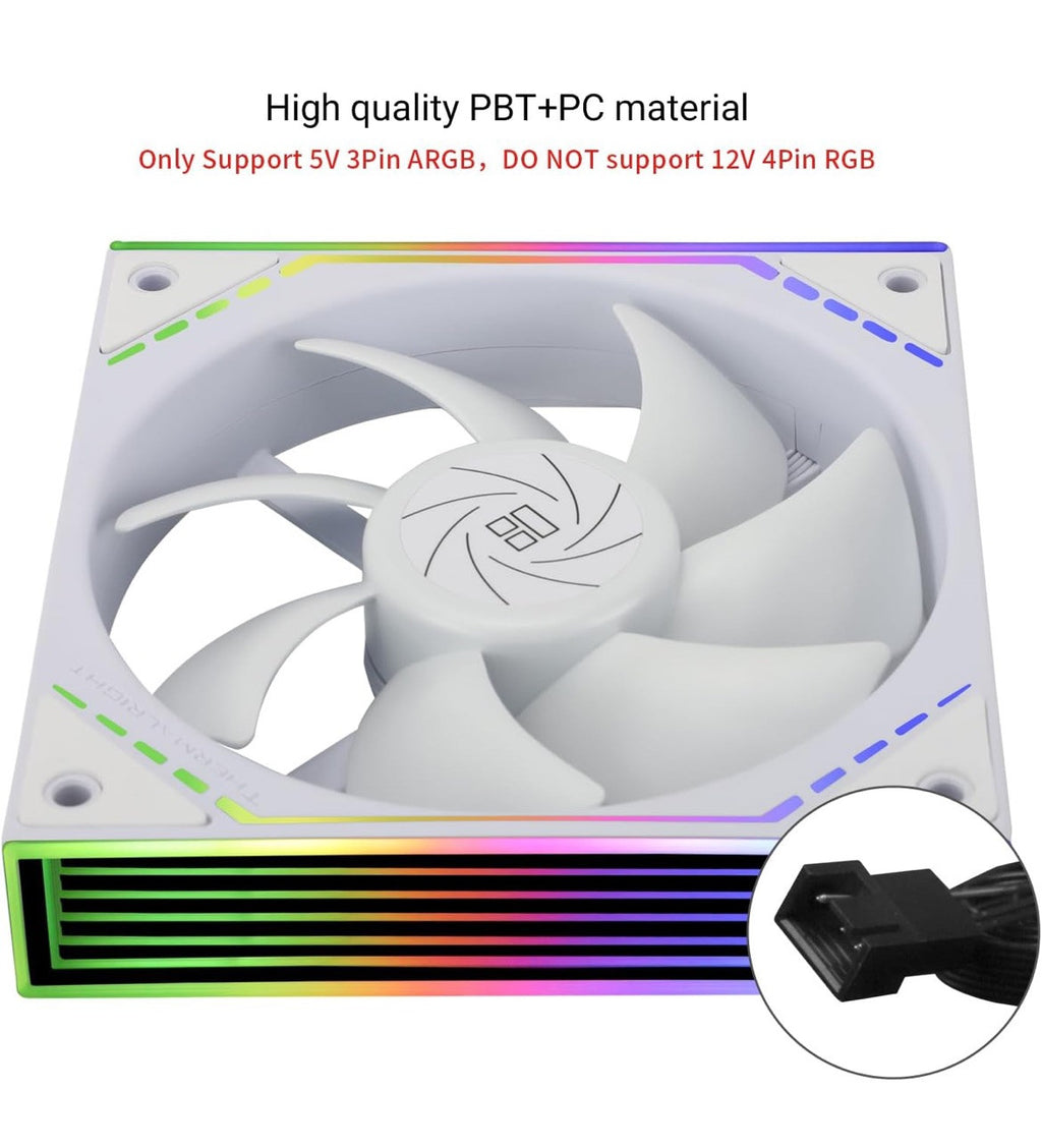 TL-M12W Case Fan 120mm ARGB CPU Cooler Fan Comes with ARGB Mirror Light Effec...