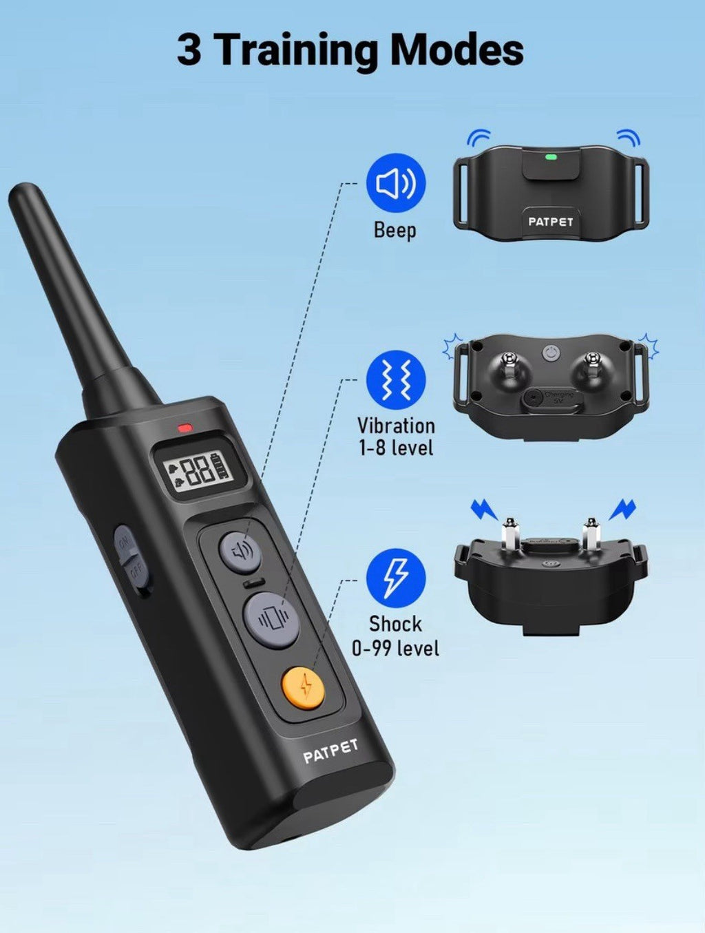 Patpet Dog Training Collar Remote 2000FT Anti Bark & Waterproof