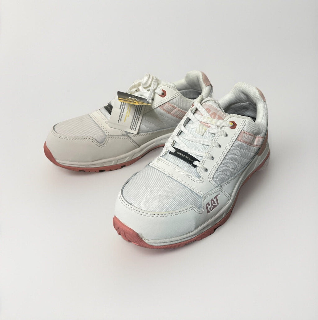 NEW CAT Women’s Size 8 Work Shoes | VENWARD Composite Toe - White/Peach Pink