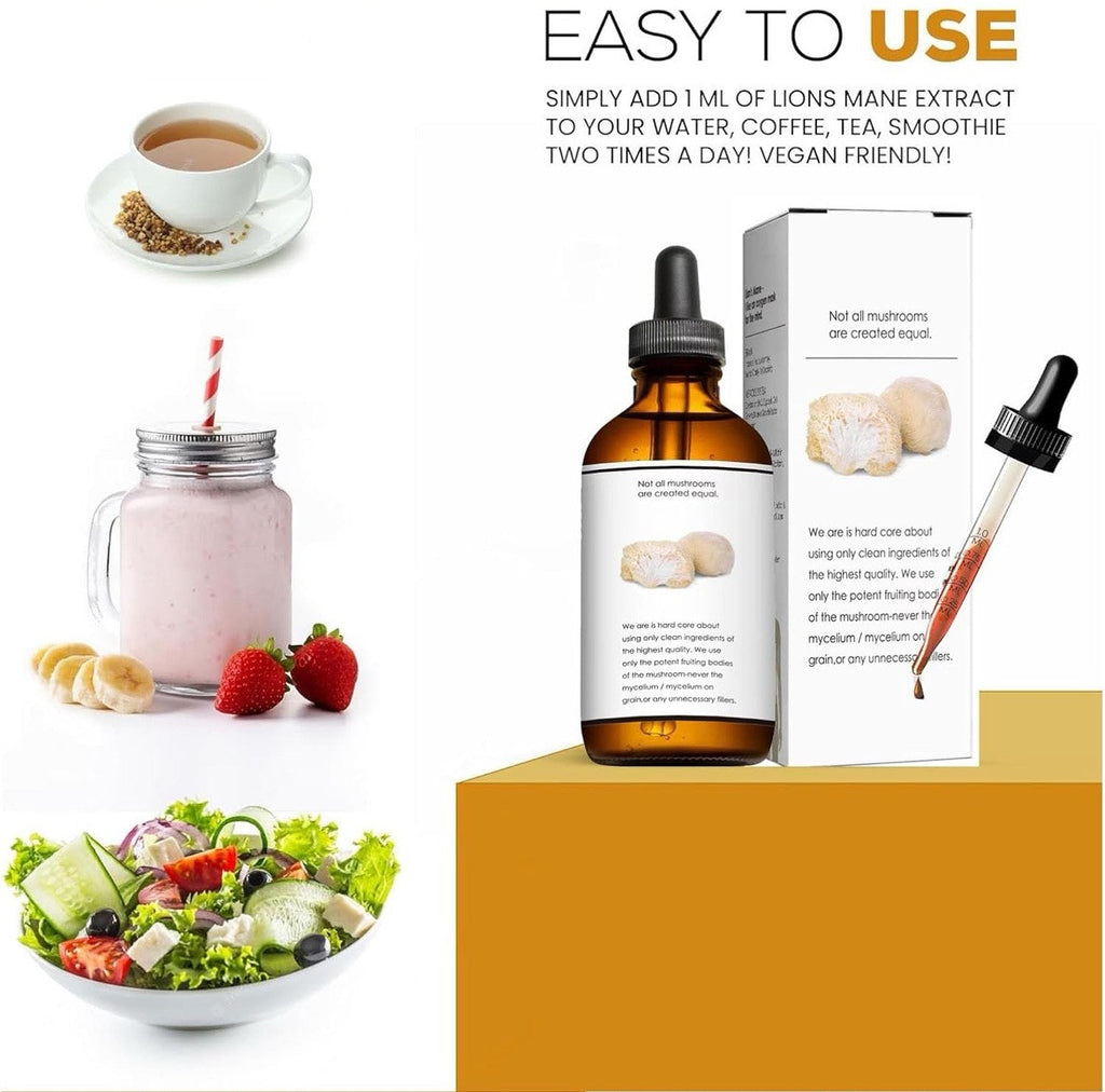 Lions Mane Drops: Adaptogen Mushroom Blend for Mental Clarity & Energy 2 fl oz