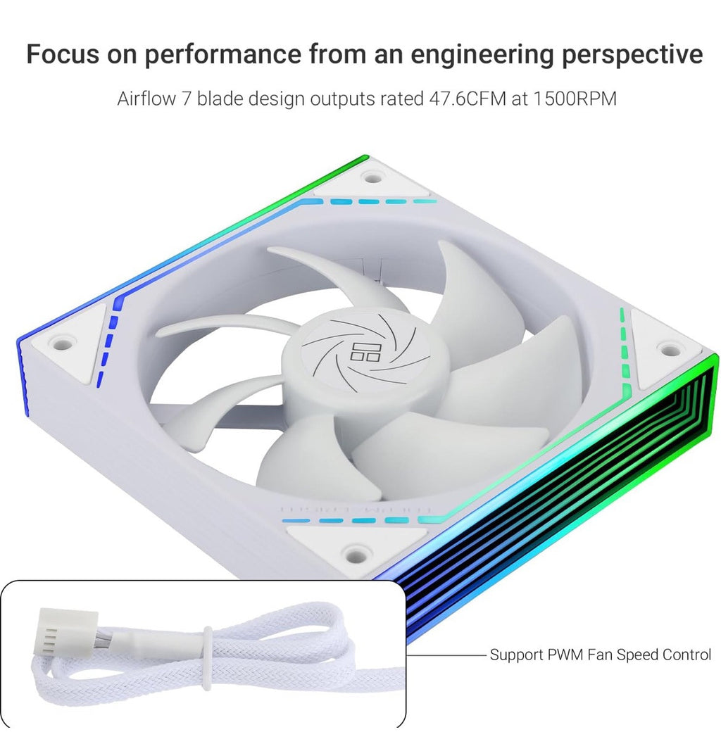 TL-M12W Case Fan 120mm ARGB CPU Cooler Fan Comes with ARGB Mirror Light Effec...