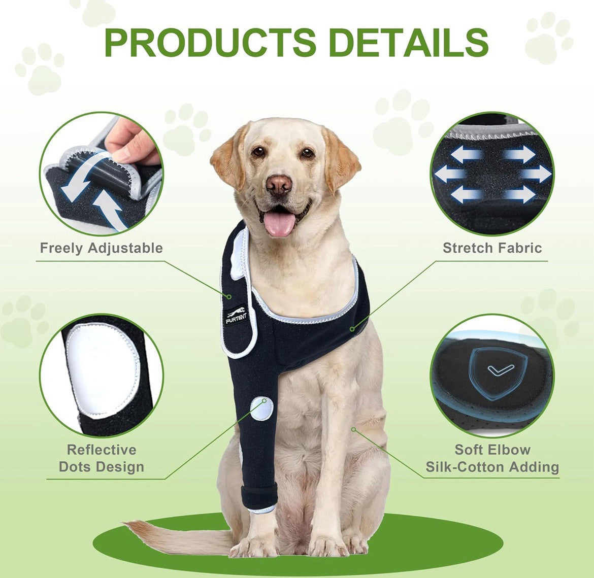 Front Right Leg Dog Surgery Recovery Leg Brace Sleeve To Prevent Licking Size XS