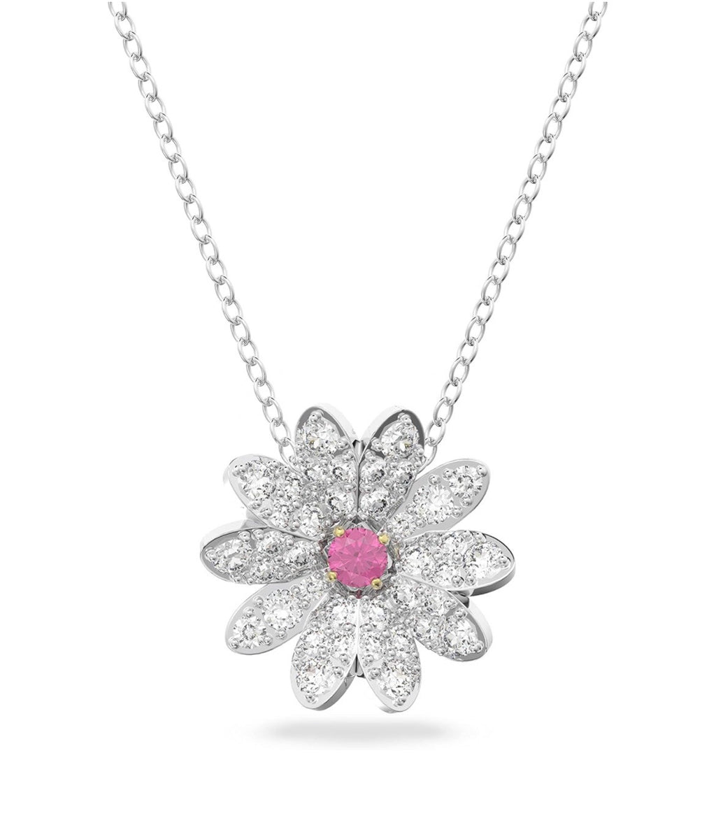 Swarovski Eternal Flower Women's Pink Crystal Rhodium-plated Necklace 5642870