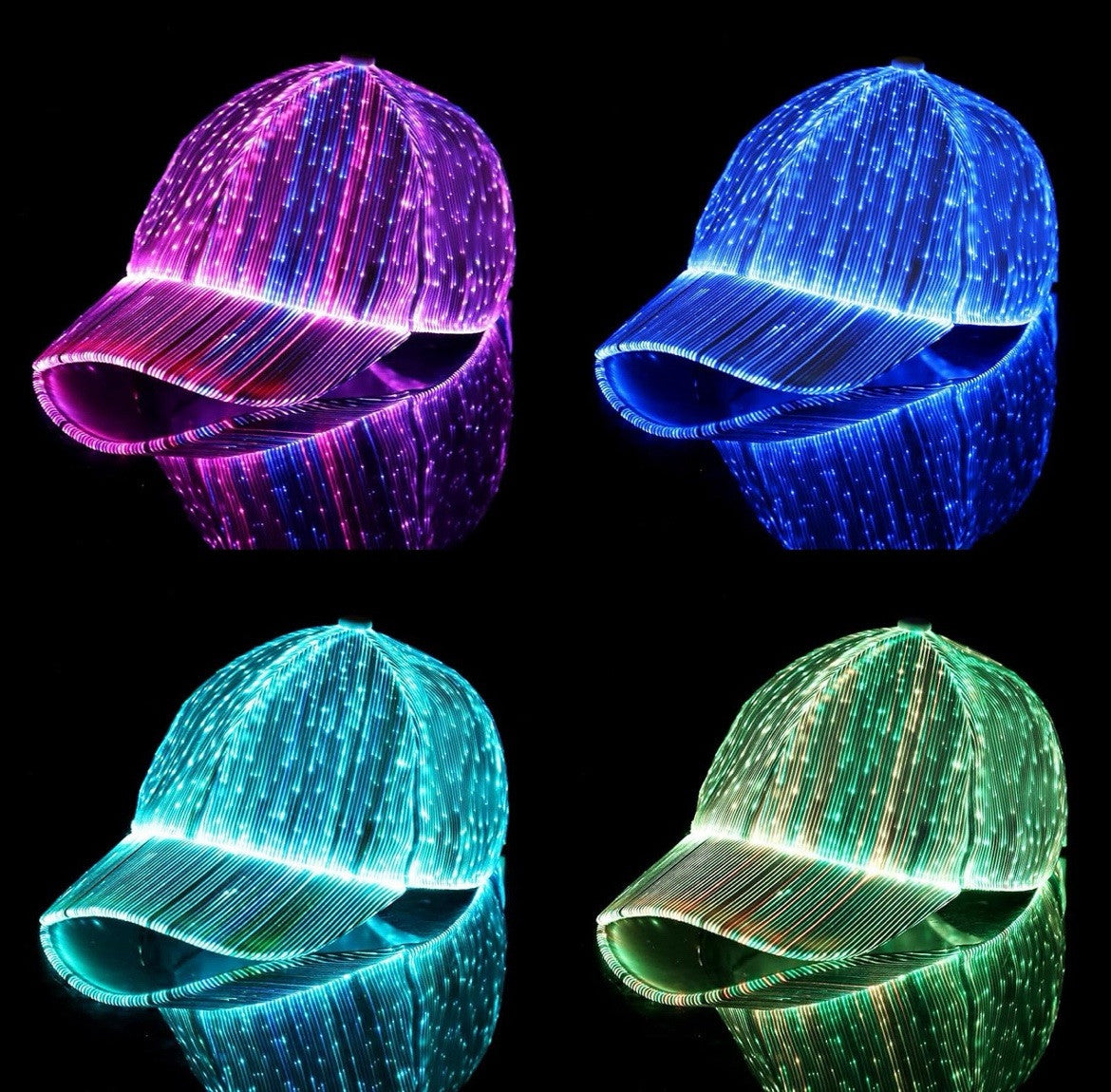 AMIMA Glowing Cap LED Hat With 7 Colors Luminous Glowing Hat For Concert & Rave