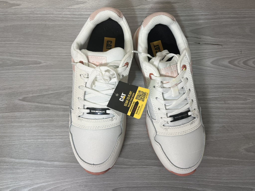NEW CAT Women’s Size 8 Work Shoes | VENWARD Composite Toe - White/Peach Pink