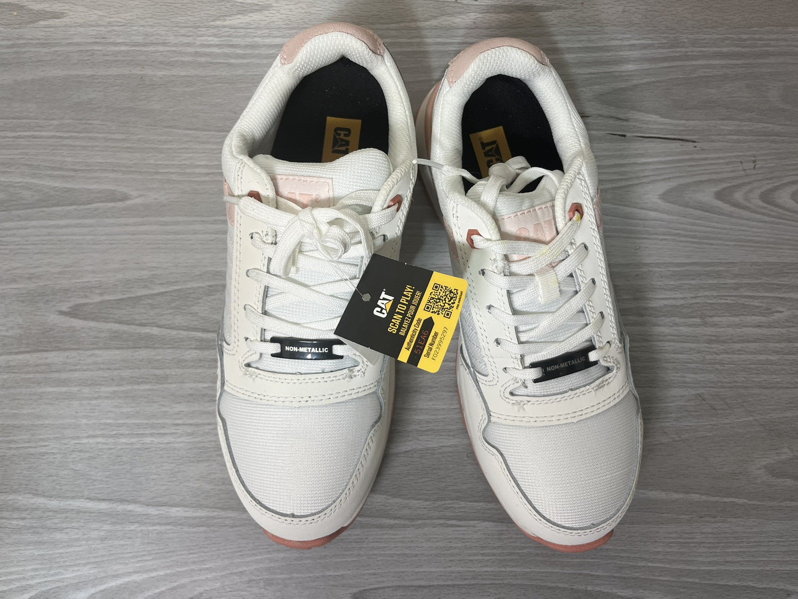 NEW CAT Women’s Size 8 Work Shoes | VENWARD Composite Toe - White/Peach Pink